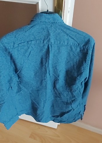 m Beden gri Renk Gri Denim Erkek Gömlek Slim Fit