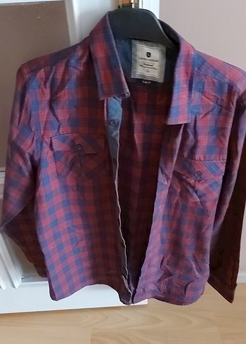 l Beden Bordo Slim Fit Erkek Gömlek