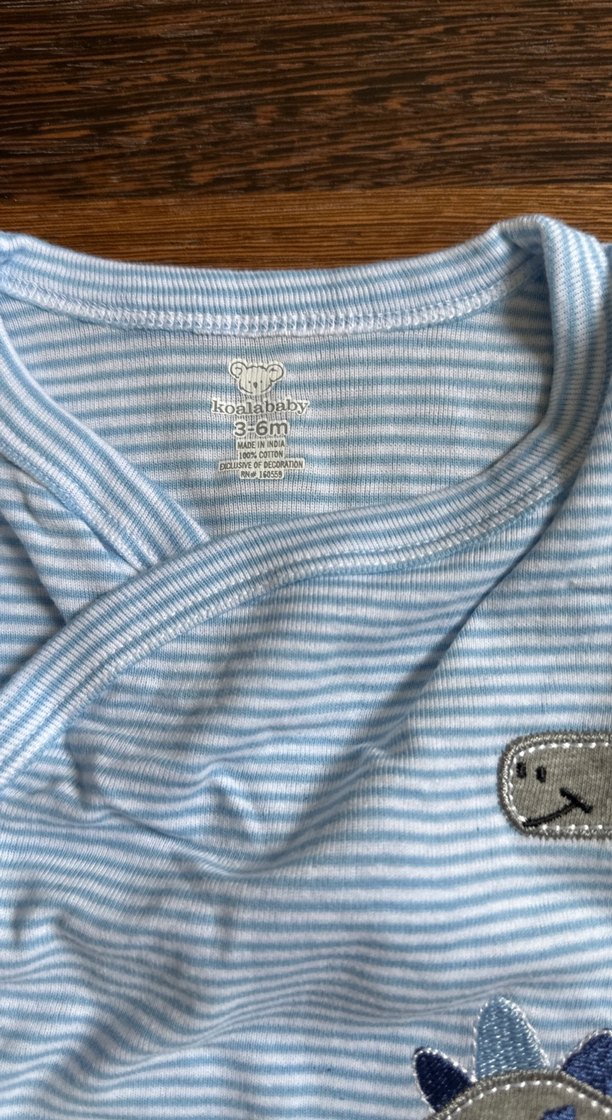 Uzun Kollu Gri Çizgili Bebek Badisi - Görsel 2