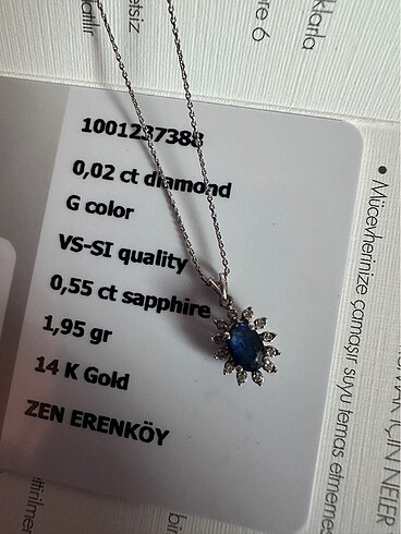 Zen Diamond Zen safir pırlantalı kolye