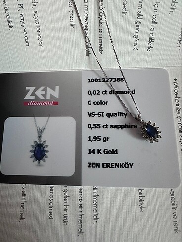 Beden Zen safir pırlantalı kolye