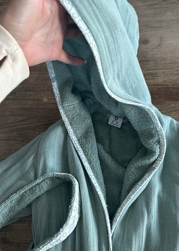 Kapüşonlu Erkek Çocuk Bornoz Gri - Görsel 4