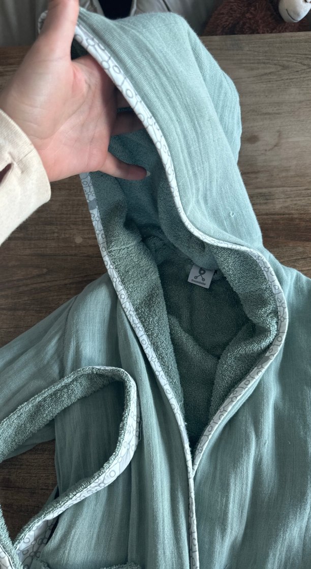 Kapüşonlu Erkek Çocuk Bornoz Gri - Görsel 4