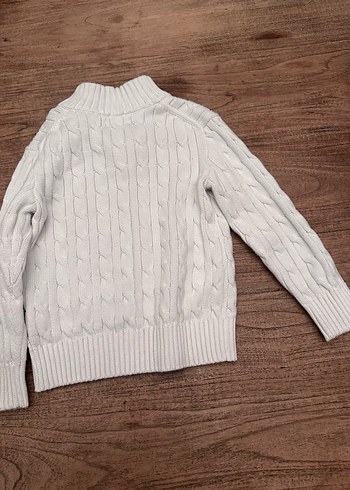 Polo ralph lauren Erkek Çocuk Beyaz Örgü Yarım Fermuarlı Kazak - Görsel 4