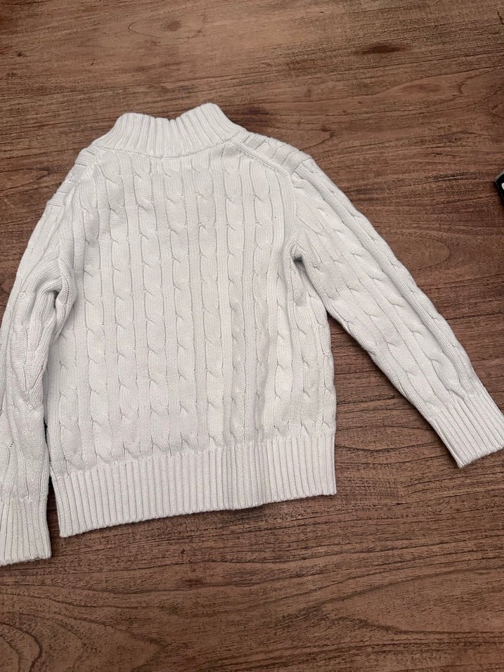 Polo ralph lauren Erkek Çocuk Beyaz Örgü Yarım Fermuarlı Kazak - Görsel 4