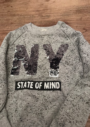 Zara Gri  Sweatshirt - Uzun Kollu, Pamuklu - Görsel 2