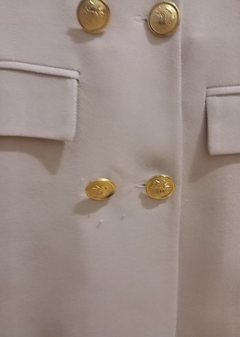 Düğmeli Beyaz Kadın Blazer Ceket - Görsel 2