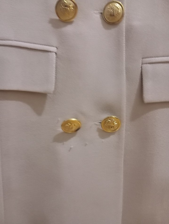 Düğmeli Beyaz Kadın Blazer Ceket - Görsel 2