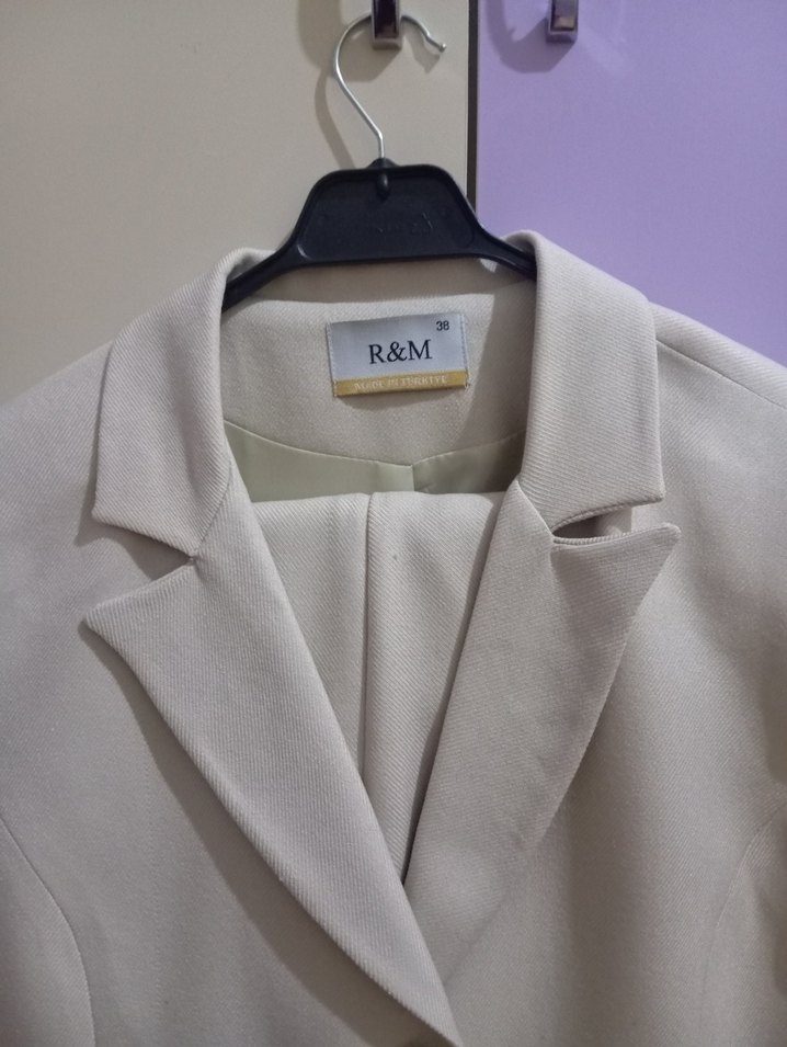 Düğmeli Beyaz Kadın Blazer Ceket - Görsel 4