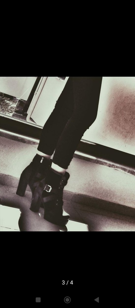 Siyah Deri Gotik Tokalı Topuklu Bot - Görsel 2