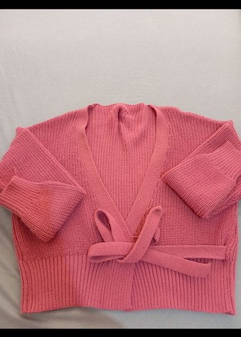 Pembe V Yaka Kısa Triko Kadın Kazak - Görsel 3