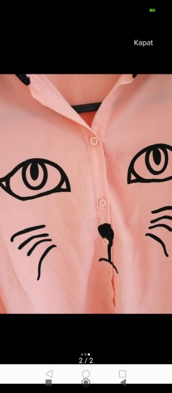 Pembe Baskılı Uzun Kollu Kadın Gömlek - Görsel 2