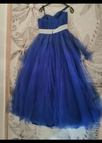 Uzun Lacivert Drapeli Straplez Abiye Elbise - Görsel 3