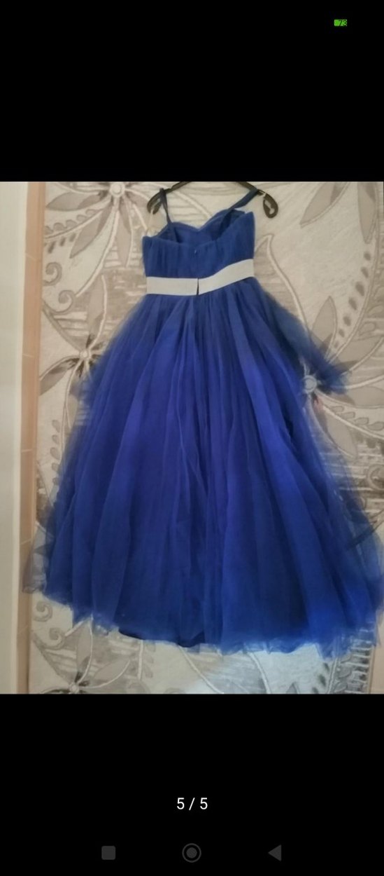 Uzun Lacivert Drapeli Straplez Abiye Elbise - Görsel 3