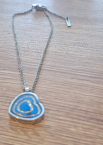 SETTE Mavi Parlak Kalp Detaylı Zincir Kolye - Görsel 2