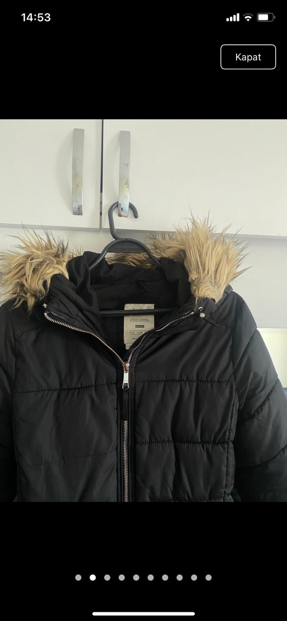 Bershka Kürklü Siyah Kadın  Mont - Görsel 2