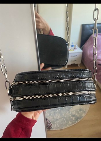 Bershka siyah çanta - Görsel 5