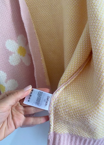 Defacto Pembe Çiçek Desenli Örgü Kadın Hırka - Görsel 5