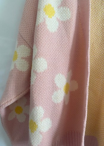 Defacto Pembe Çiçek Desenli Örgü Kadın Hırka - Görsel 3