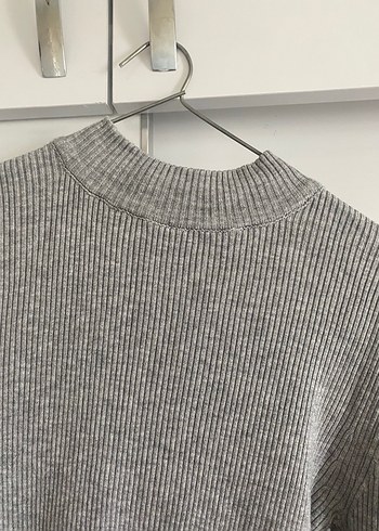 Koton gri triko üst - Görsel 4