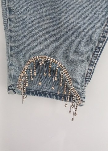 Polly Pocket Gri Mavi Salaş Midi Denim Kadın Jean
