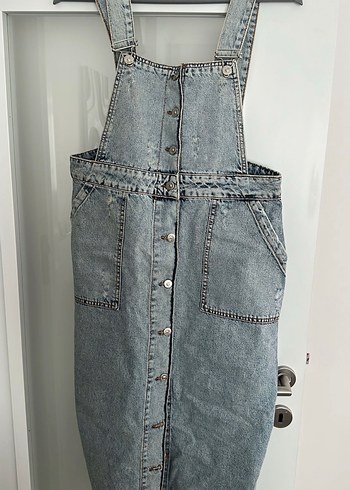 Diğer Kadın Mavi Denim Midi Salopet