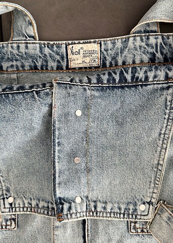 xl Beden Kadın Mavi Denim Midi Salopet