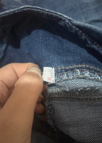 Kadın Lacivert Kot Tulum, Askılı, Tokalı - Görsel 3