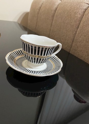 Madame coco Beyaz Siyah Çizgili fincan seti - Görsel 2