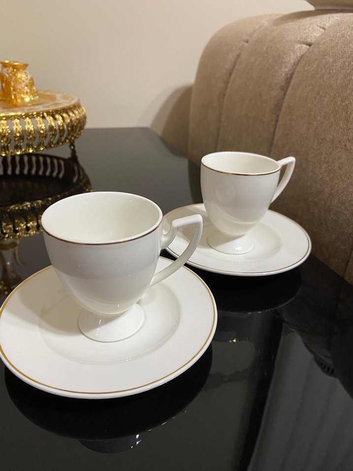 Karaca Beyaz Parlak Altın Kenarlı Fincan Takımı - Görsel 3