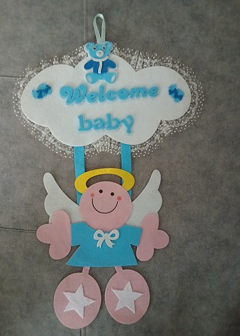 Bebek için Mavi Baskılı kapı süsü - Görsel 4