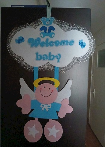 Bebek için Mavi Baskılı kapı süsü - Görsel 2