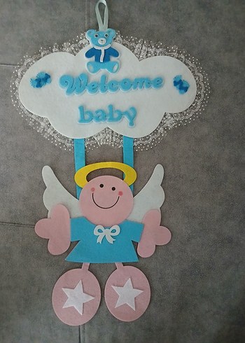 Bebek için Mavi Baskılı kapı süsü - Görsel 3