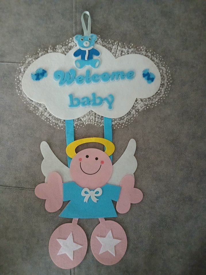 Bebek için Mavi Baskılı kapı süsü - Görsel 4