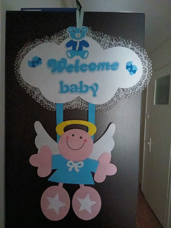 Bebek için Mavi Baskılı kapı süsü - Görsel 2