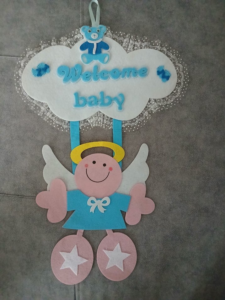 Bebek için Mavi Baskılı kapı süsü - Görsel 3