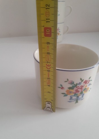 LYNNS Çiçek Desenli Pastel Beyaz Porselen çay, nescafe fincanı - Görsel 5