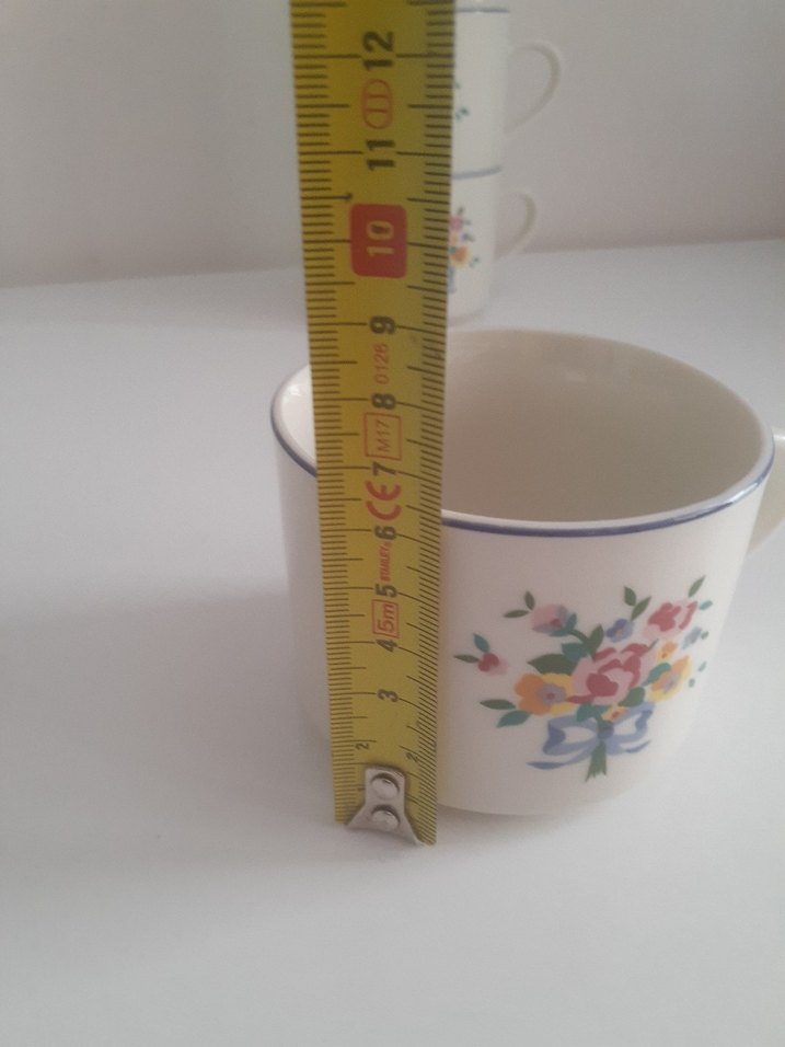 LYNNS Çiçek Desenli Pastel Beyaz Porselen çay, nescafe fincanı - Görsel 5