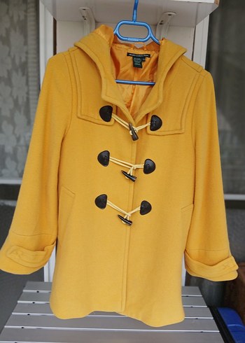 Mudo Sarı Kapüşonlu Kadın Kaban - Görsel 3