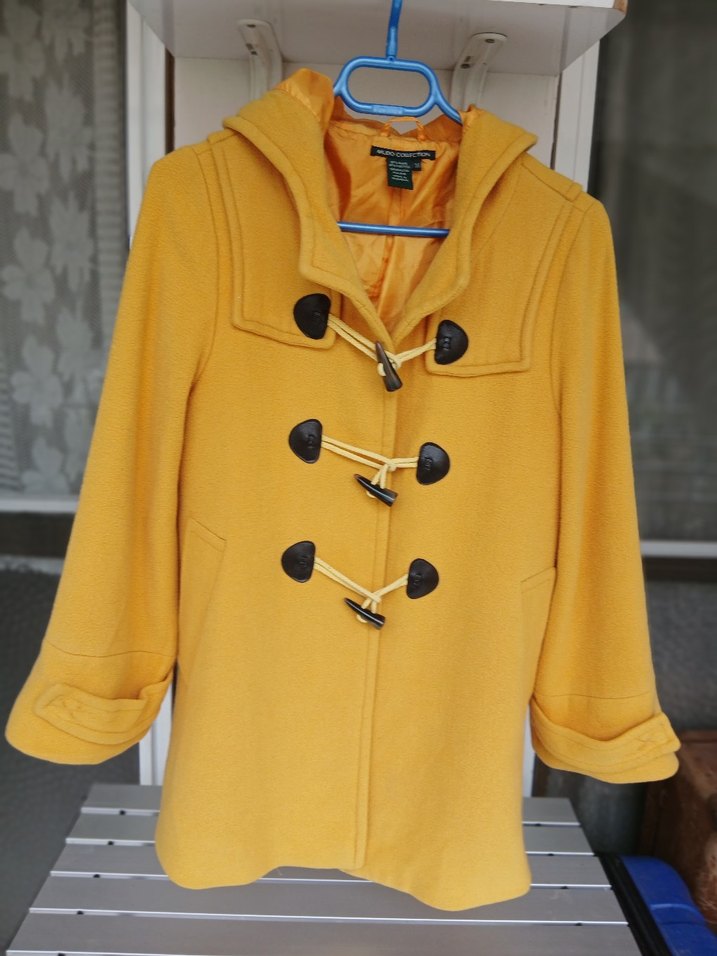 Mudo Sarı Kapüşonlu Kadın Kaban - Görsel 3