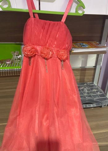 Pembe Kız Çocuk Drapeli Elbise