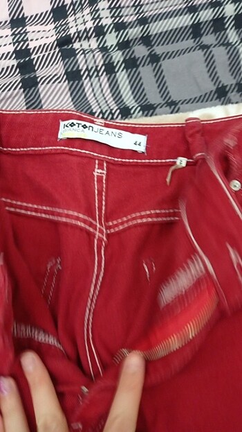 xl Beden Koton jeans kırmızı kargo pantolon 
