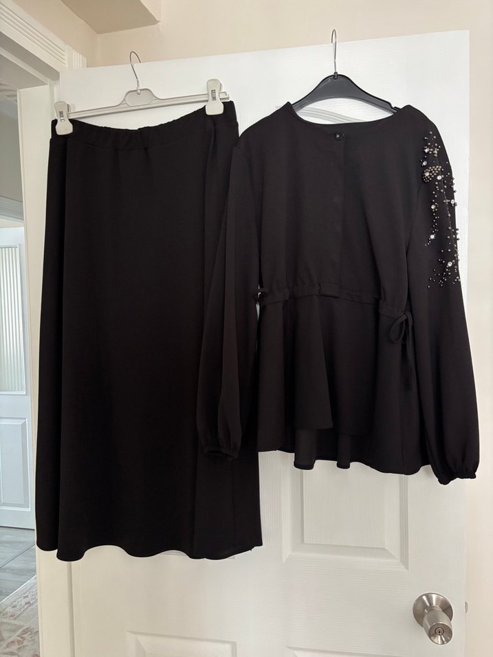 Siyah Uzun Kollu Salaş Siyah etekli takım - Görsel 5