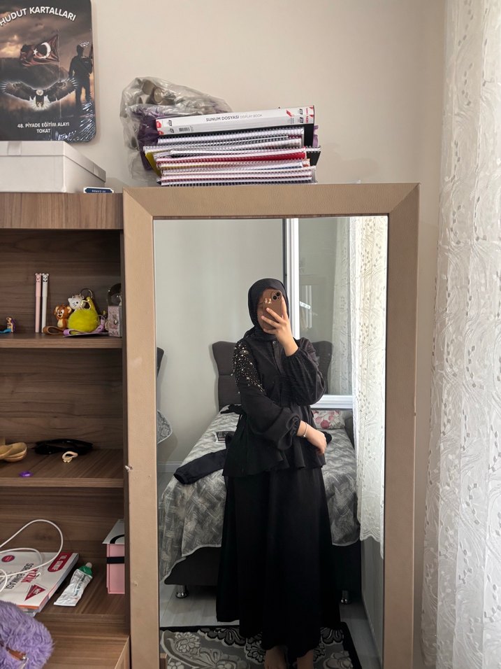 Siyah Uzun Kollu Salaş Siyah etekli takım - Görsel 3