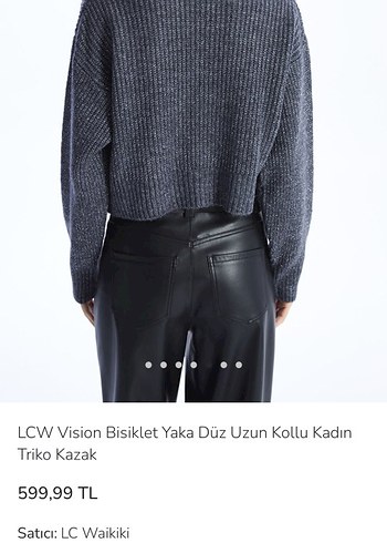 LC Waikiki LCW Vision Bisiklet Yaka Gri Kadın Triko Kazak