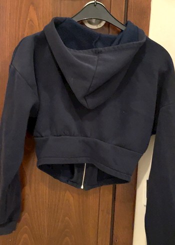 m Beden Kadın Lacivert Fermuarlı Sweatshirt