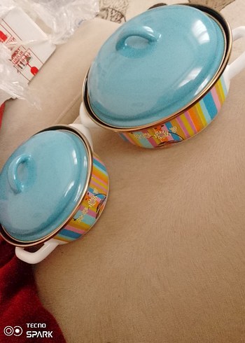 Renkli Çizgili Mavi Kapaklı Tencere Seti - Görsel 4