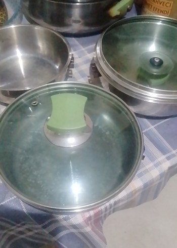 Yeşil Saplı Gri Tencere Seti - Görsel 6