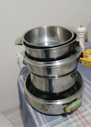 Yeşil Saplı Gri Tencere Seti - Görsel 3