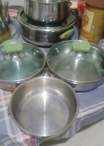 Yeşil Saplı Gri Tencere Seti - Görsel 7